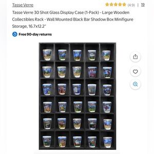 Black Wooden Shot Glass Display Case for 30 mini storages